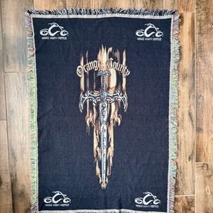 Orange County Choppers Y2K Sword Flame OCC Logo Woven Tapestry Blanket, Black,OS